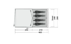 Easy Camp Galaxy 400 Rustic Green Tunneltent - 4 Personen -Winkel Voor Kampeerartikelen 120391 galaxy 400 rustic green drawing floorplan3