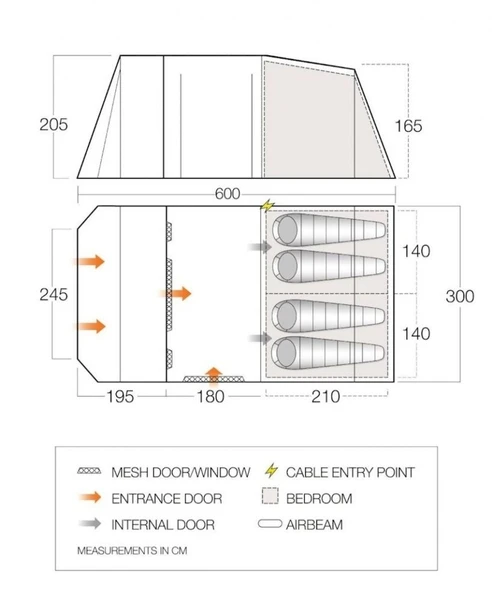 Vango Lismore 450 Tunneltent - 4 Persoons - Groen 9 Vango Lismore 450 Tunneltent - 4 Persoons - Groen - Afbeelding 9