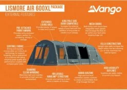 Vango Lismore Air 600XL Opblaasbare Tunneltent - 5 Persoons - Groen -Winkel Voor Kampeerartikelen 1900 1783 lismore air 600xl package 3