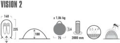 High Peak Vision 2 Pop-up Tent - 2 Persoons - Groen -Winkel Voor Kampeerartikelen 440 1200 4001690101080.pt01