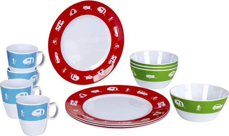 Bo-Camp Happy Camp Melamine Serviesset - 12-delig 1 Bo-Camp Happy Camp Melamine Serviesset - 12-delig