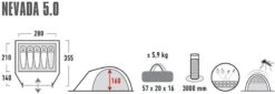 High Peak Nevada 5.0 Koepeltent Met Luifel - 5 Persoons -Winkel Voor Kampeerartikelen 900 2483 4001690102094.pt01